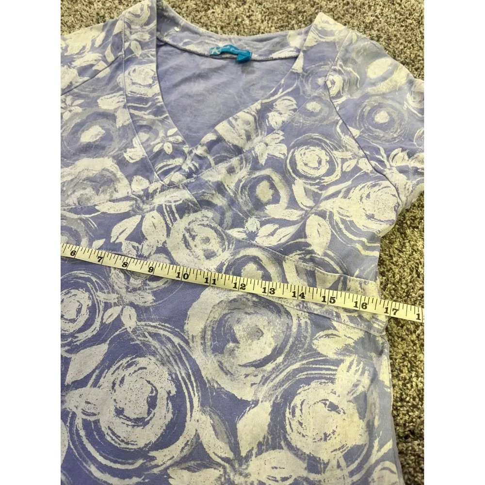 Fresh Produce Blue White Floral Swirl Cotton A-Line Dress USA Made Small 21662